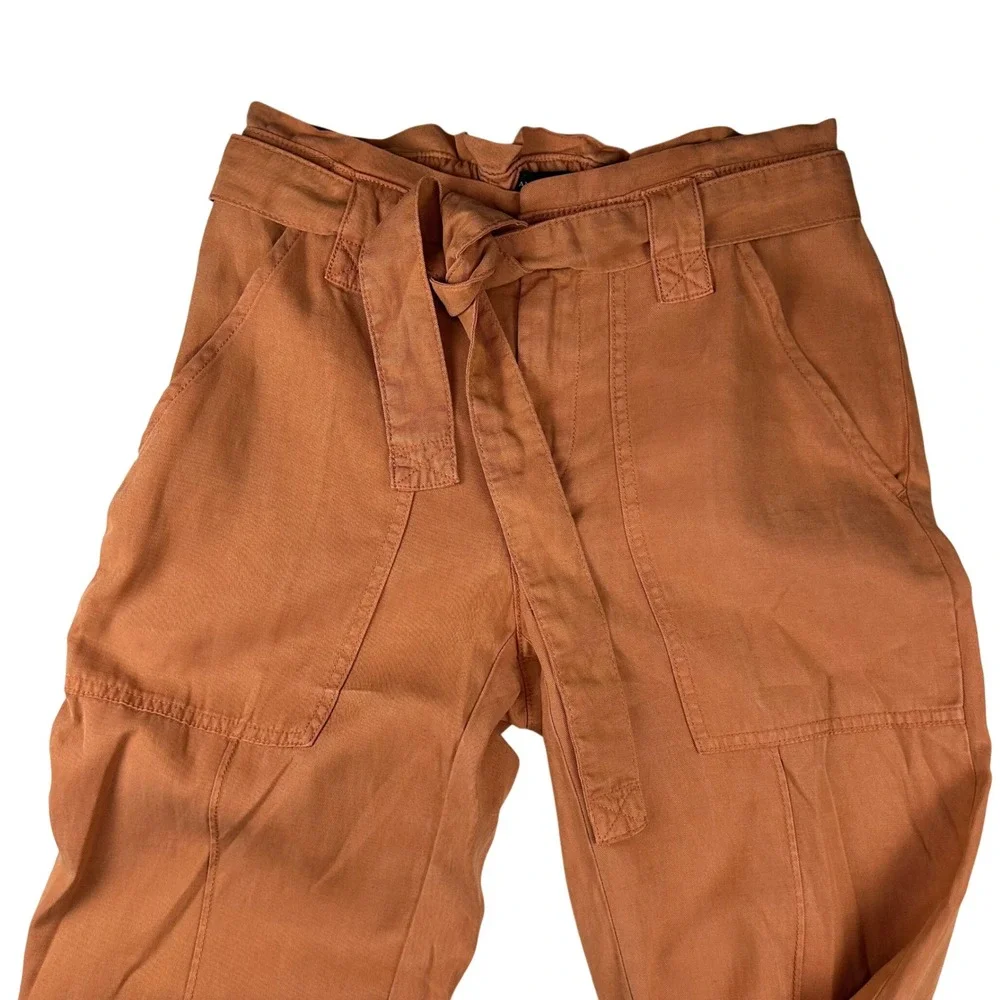 Banana Republic Tie Waist Slim Pants Pink Sand Dune Lyocell Linen 2S